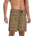 thumbnail image 2 of Kdxio Leopard Print Brown Print Mens Shorts, Breathable Lounge Sleepwear Set with Elastic Waistband and Pockets-X-Large, 2 of 6