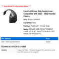 thumbnail image 2 of Front Left Driver Side Fender Liner - Compatible with 2021 - 2022 Hyundai Elantra, 2 of 2