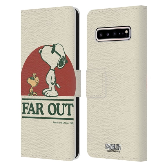 Head Case Designs Officially Licensed Peanuts Woodstock 50th Snoopy Woodstock Far Out Leather Book Wallet Case Cover Compatible with Samsung Samsung Galaxy S10 5G