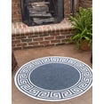 thumbnail image 3 of Unique Loom Outdoor Coastal Collection Area Rug - Caye (7' Round Navy Blue/Ivory), 3 of 9