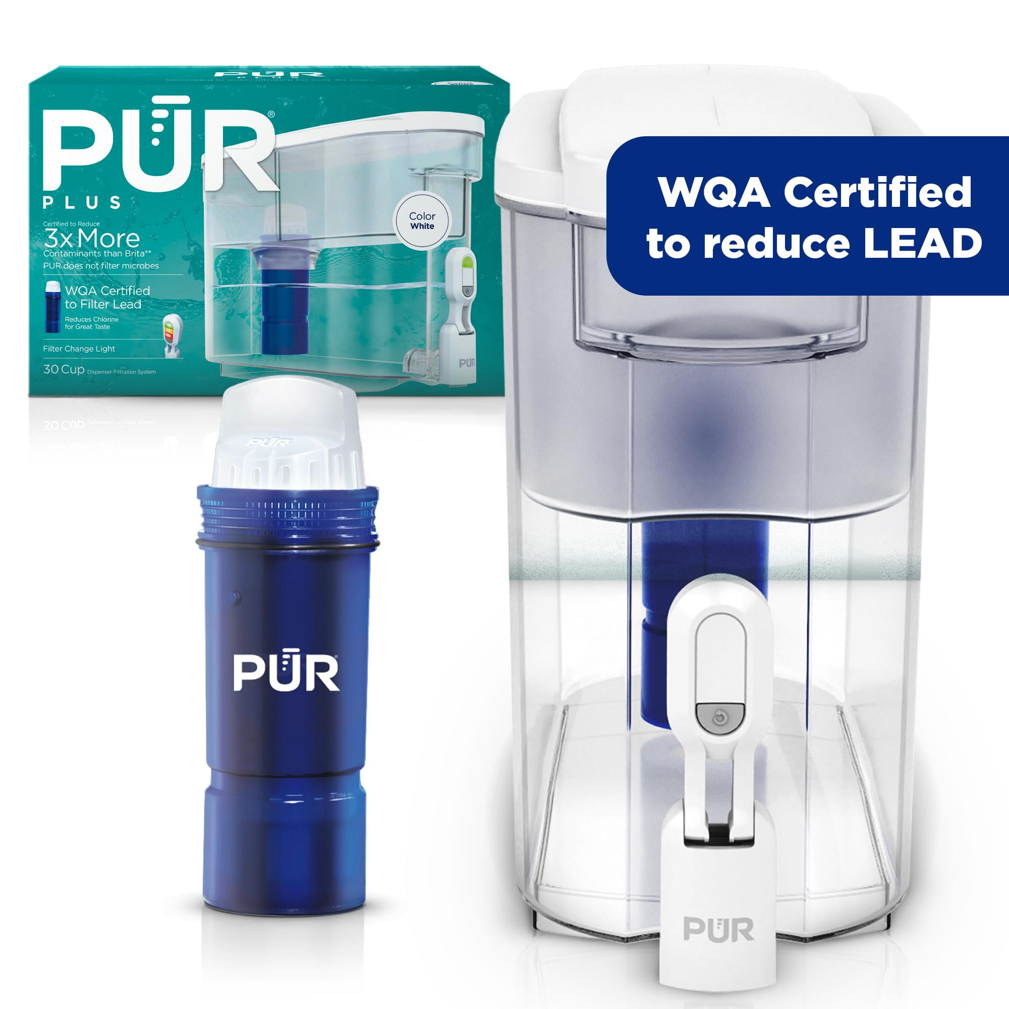 PUR Plus 30-Cup Water Filter Dispenser, Blue, 11.2 x 6 x PUR Plus 30-Cup Water Filter Dispenser, Blue, 11.2 x 6 x
