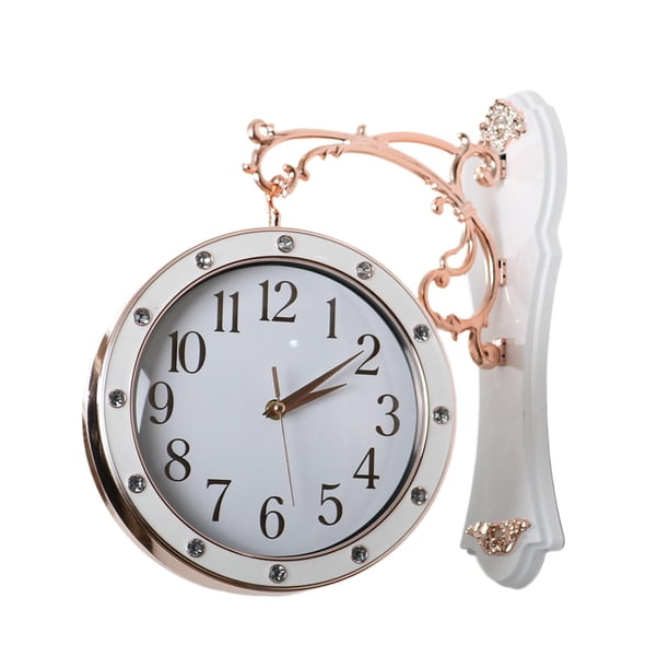 Reloj de pared de doble cara con esfera de 19,5 cm/7,68 pulgadas de diámetro y silencioso. blanco