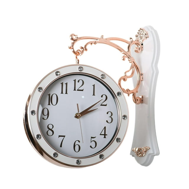 Siruishop Horloge Murale Double Face Station Suspendue Horloge pour Patio Jardin Intérieur Extérieur Blanc