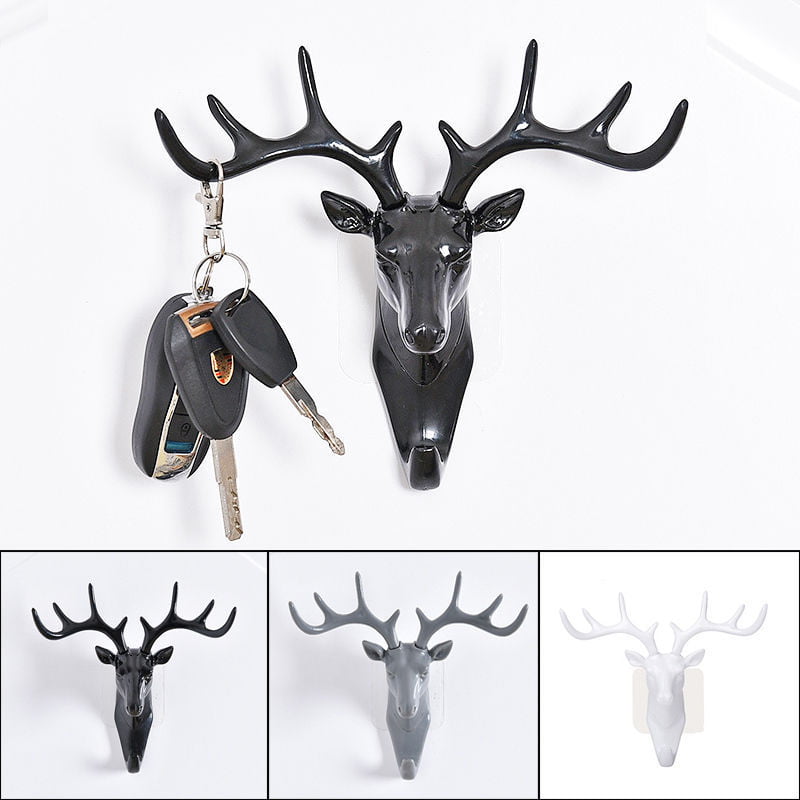 Resin Animal Deer Stags Head Hook Hanger Rack Holder Mount Room-Decor D7S4 F5P4 
