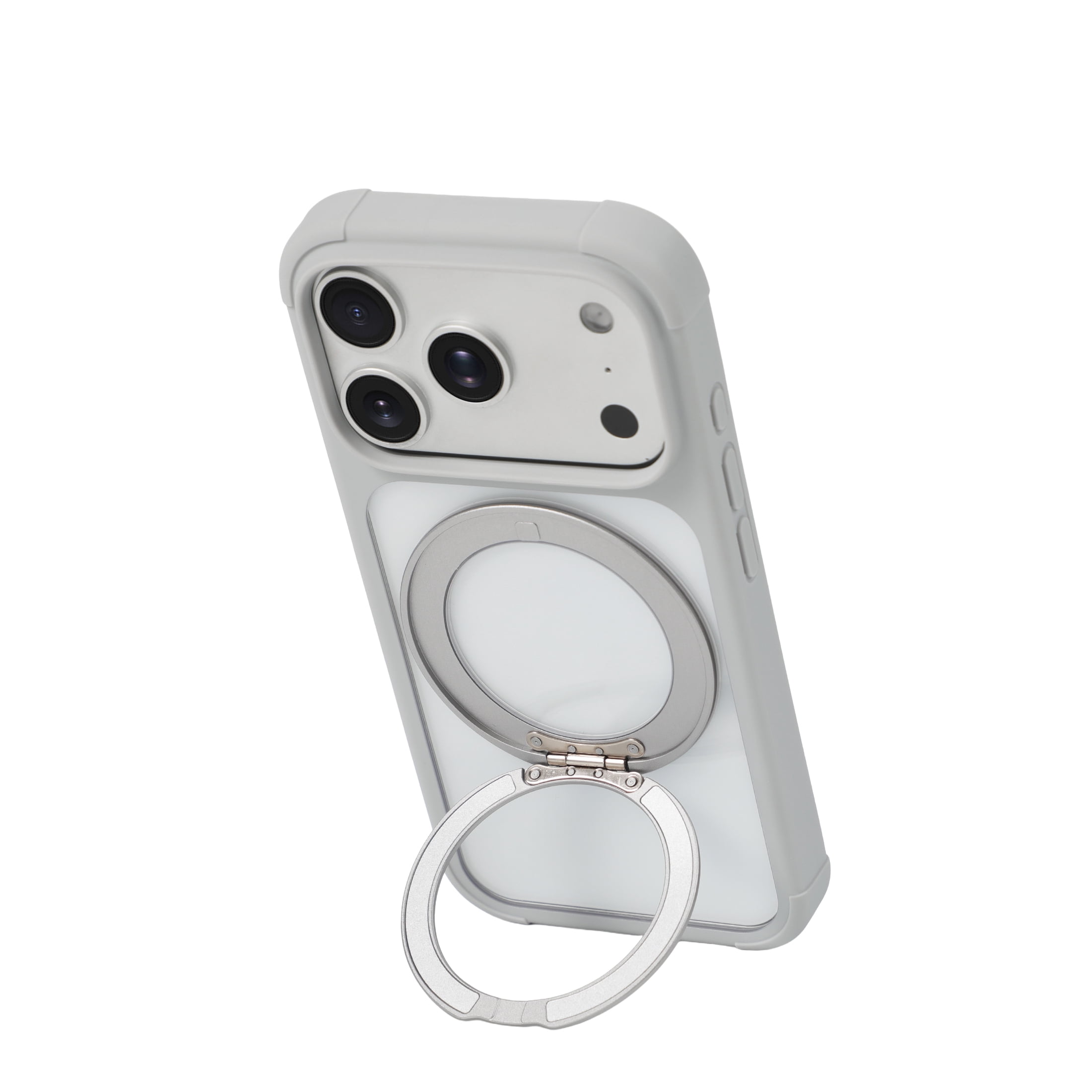 onn iPhone 18 Pro and iPhone 17 Pro Bumper Phone Case with MagSafe & 360° Ring Kickstand, Clear
