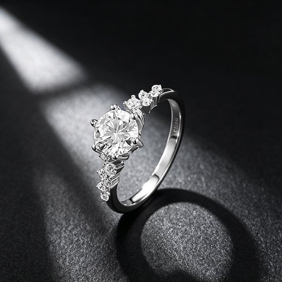 Luxury VVS1 D Color 6mm Delicate Moissanite Daily Wear Women's Ring - 925 Sterling Silver Anniversary Jewelry Gift - Size 5~9