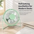thumbnail image 6 of 4-inch Mini Metal Fan USB Desk Fan Small Personal Air Circulator Fan Portable Electric Table Desktop Fan Rechargeable Travel Fans for Camping Office Room Outdoor Green, 6 of 8