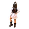 thumbnail image 4 of Xingqing 2 Pcs Robe Chemise Unie pour Bébé Fille avec Bretelles Croisées Nouées, 4 of 10
