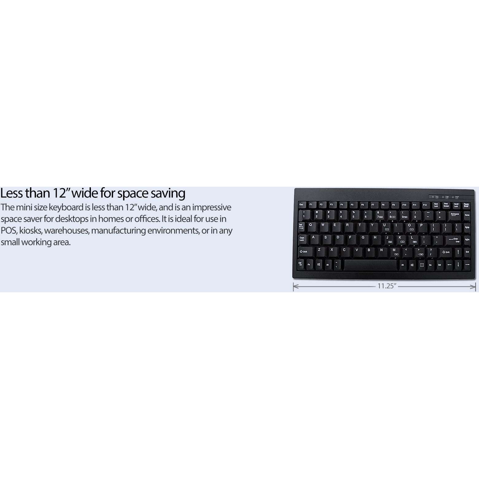 Adesso ACK-595PB – Mini Keyboard with Embedded Numeric Keypad (PS/2, Black) 
