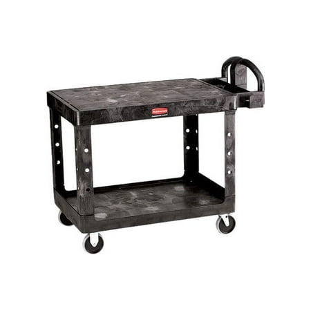 Rubbermaid Flat Shelf Utility Cart, 2-Shelf, 500lbs, 26 x 44 x 33-1/3, Black