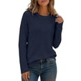 thumbnail image 2 of Women's Waffle Knit Top Crew Neck Long Sleeve Casual Pullover Blouse, 2 of 9