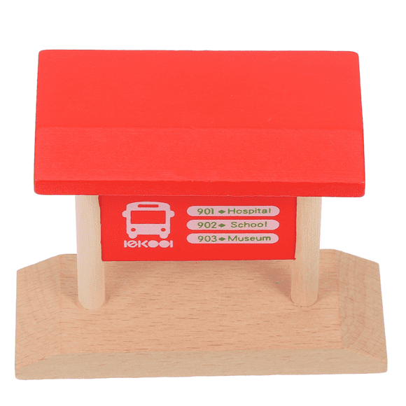Train Track Accessories Station Platform Toy Kids Wood Railway Pretend Model Playing Red
