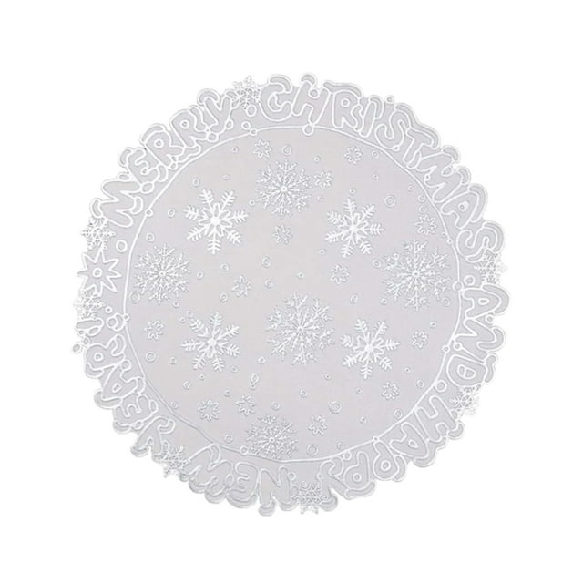 Décorations de Noël Extérieures Flocon de Neige de Noël Napperon Rond en Pvc Imperméable et Évite les Brûlures Style Occidental Napperon Décoration de Table de Noël Intérieur