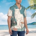 thumbnail image 2 of Cauagu Celestial Cat And Flowers Print Hawaiian Shirt for Men,Casual Short Sleeve Button Down Shirts Summer Beach Men's Regular-Fit Short-Sleeve Print Shirt -3X-Large, 2 of 6