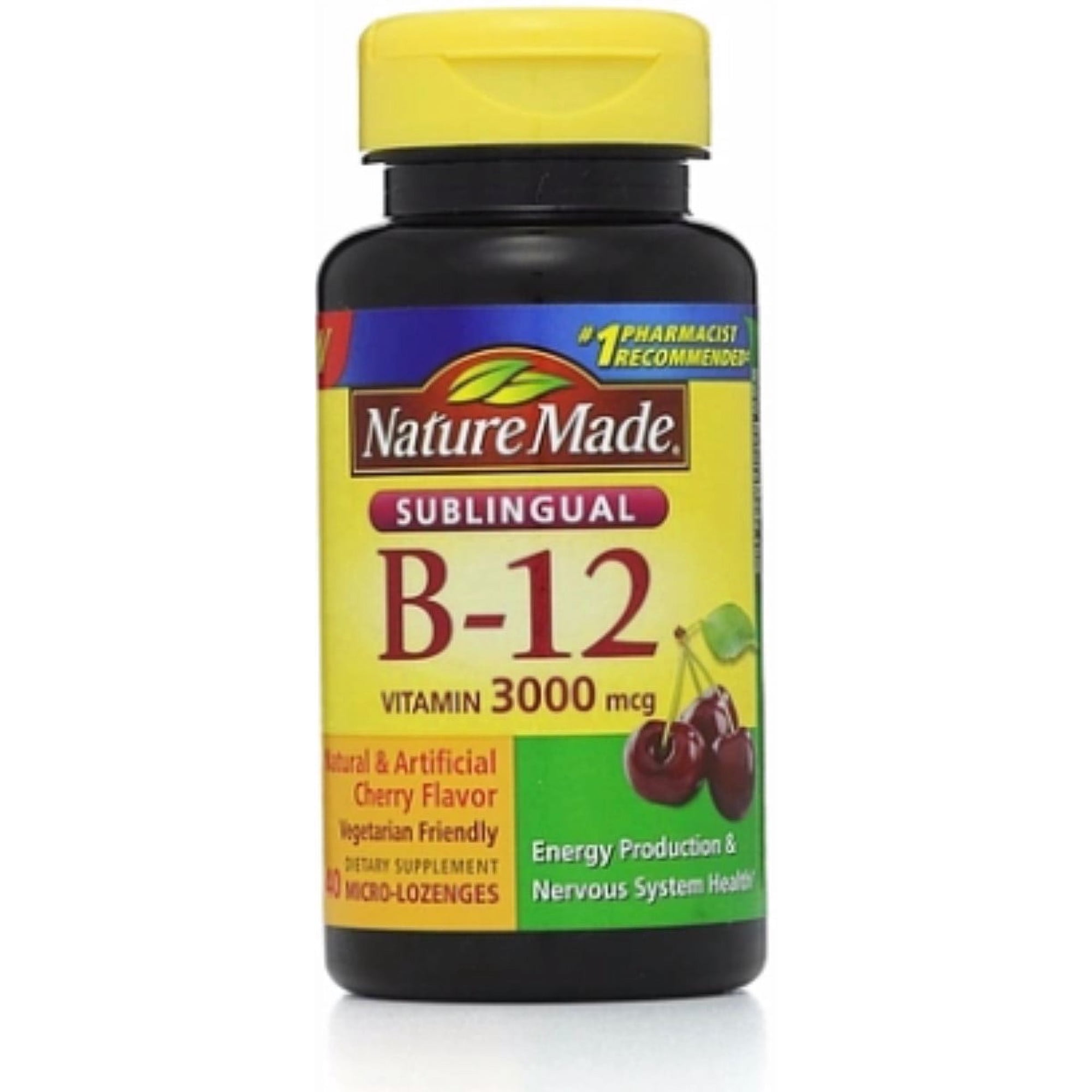 Nature Made Vitamin B-12 3000mcg, Sublingual Lozenges, Cherry 40 ea (Pack of 3)