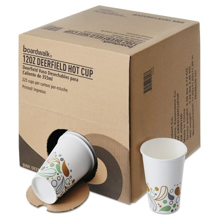 Boardwalk Convenience Pack Paper Hot Cups, 12 oz, Deerfield Print, 225/Carton (Best Hot Beverage Container)