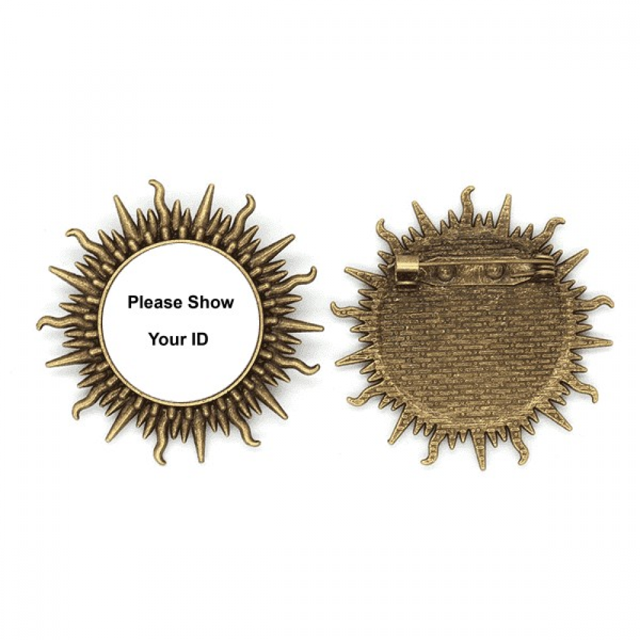Por favor show tu id símbolo negro Pin de gancho de metal vintage con forma de sol Unbranded M