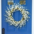 thumbnail image 2 of Spring Wreath for Front Door,Artificial Blue White Forsythia Flowers Door Wreath,Silk Leaves Wreath,All Year Round Wreaths,Indoors Outdoor Home Farmhouse Decor,15.7", 2 of 6