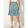 thumbnail image 4 of DARING DIVA Women's Flowy Ruffle Hem Tiered Floral Midi Skirt XL Dusty Blue, 4 of 6