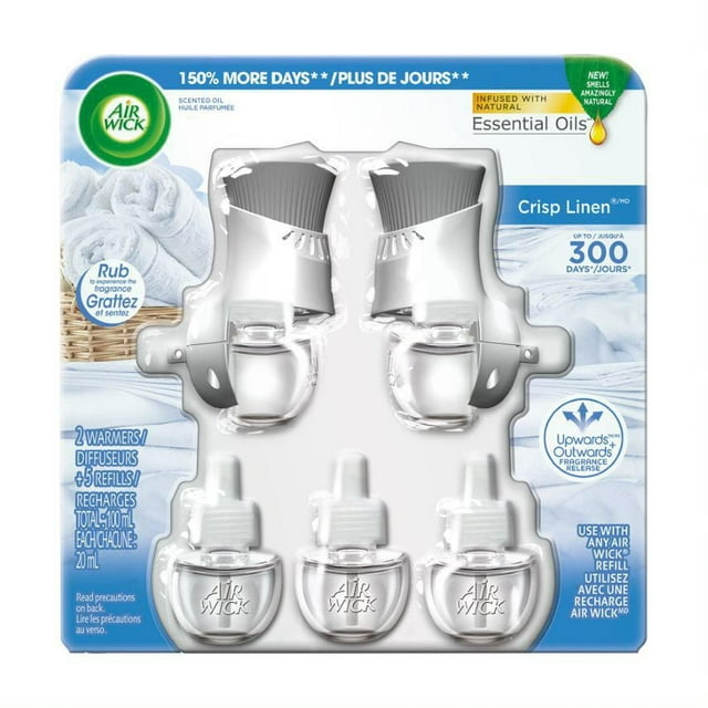 Air Wick Scented Oil Crisp Linen, 2 Gadget + 5 Refill, 100 milliliter