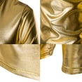 thumbnail image 3 of Mens Metallic Shiny Long Sleeve T-shirt Top Slim Fit V Neck Blouse Gold L, 3 of 3