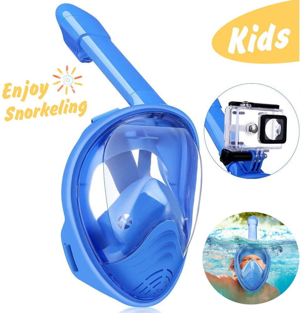 Thirty seven DAYS Full Face Snorkel Mask with Detachable Camera Mount 180 Panoramic Anti-Fog Anti-Leak Diving Mask for Adult and Kids 