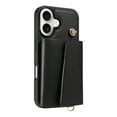 thumbnail image 3 of Allytechgroup Wallet Phone Case for iPhone 16 Plus, Built-in Shoulder Strap Lanyard Stand RFID Blocking Shockproof Protective Back Cover for iPhone 16 Plus, Black, 3 of 7