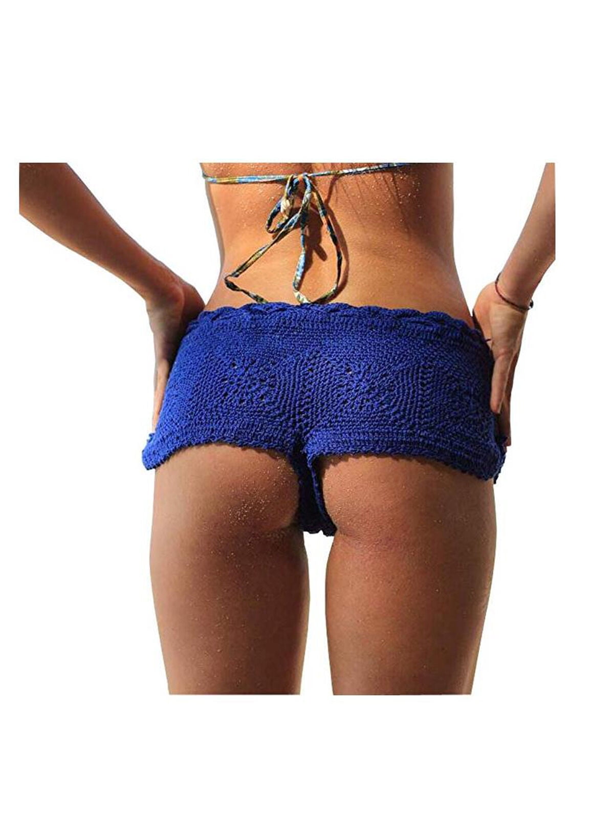 Womens Beach Shorts Boxer Shorts Boho Knit Crochet Shorts Beach Sexy