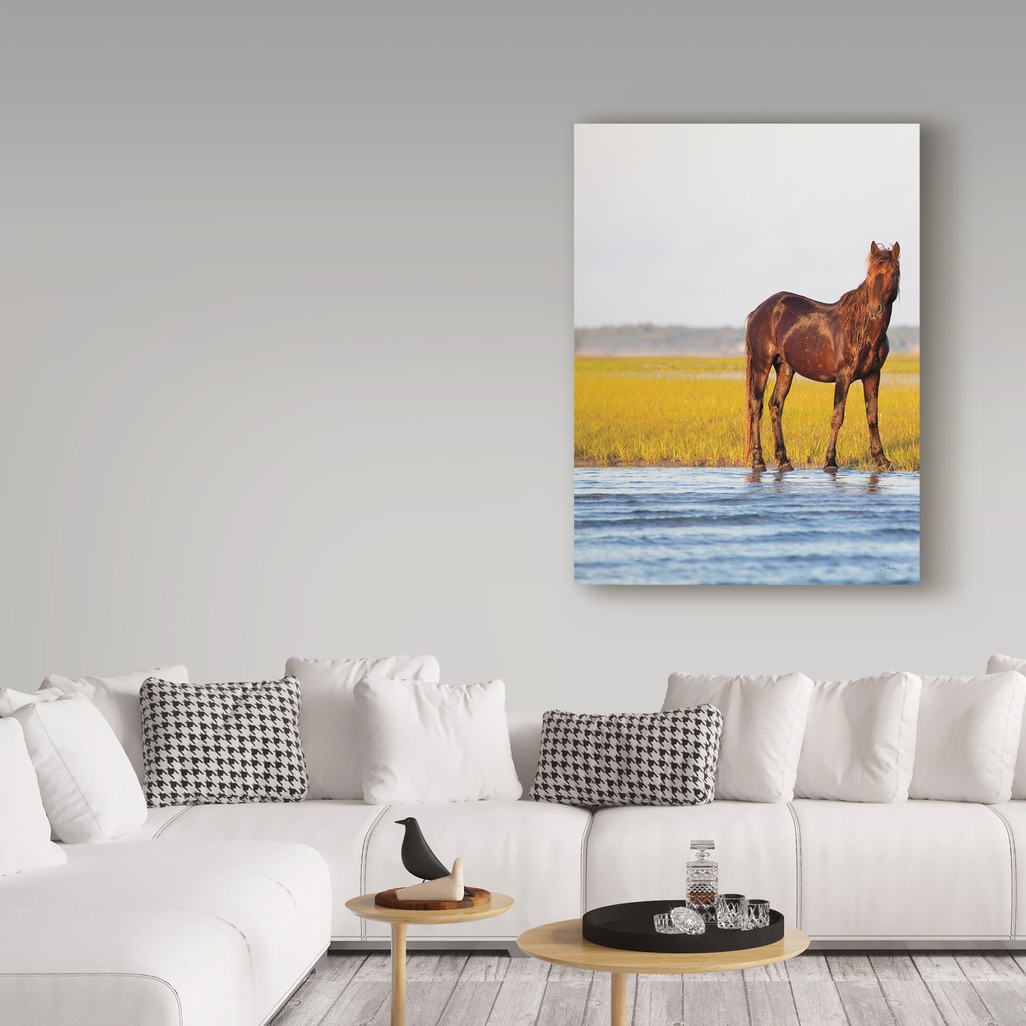 Trademark Fine Art 'Horse By the River' Canvas Art by Aledanda