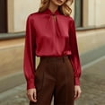 thumbnail image 4 of yillto Women's Dressy Blouse Satin Silky Casual Business Tops Long Sleeve Work Office Shirt Fall Outfits, 4 of 7