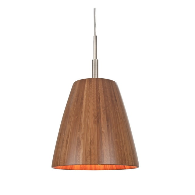 Woodbridge Lighting 14023STNWL-W2A1BB Bamboo Mini Pendant, Satin Nickel Hardware