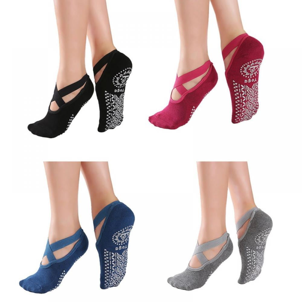 4Pairs Yoga Socks for Women Non Slip Socks Slipper Socks for Pilates, Ballet, Dance, Yoga Socks with Grips for Women4Pairs