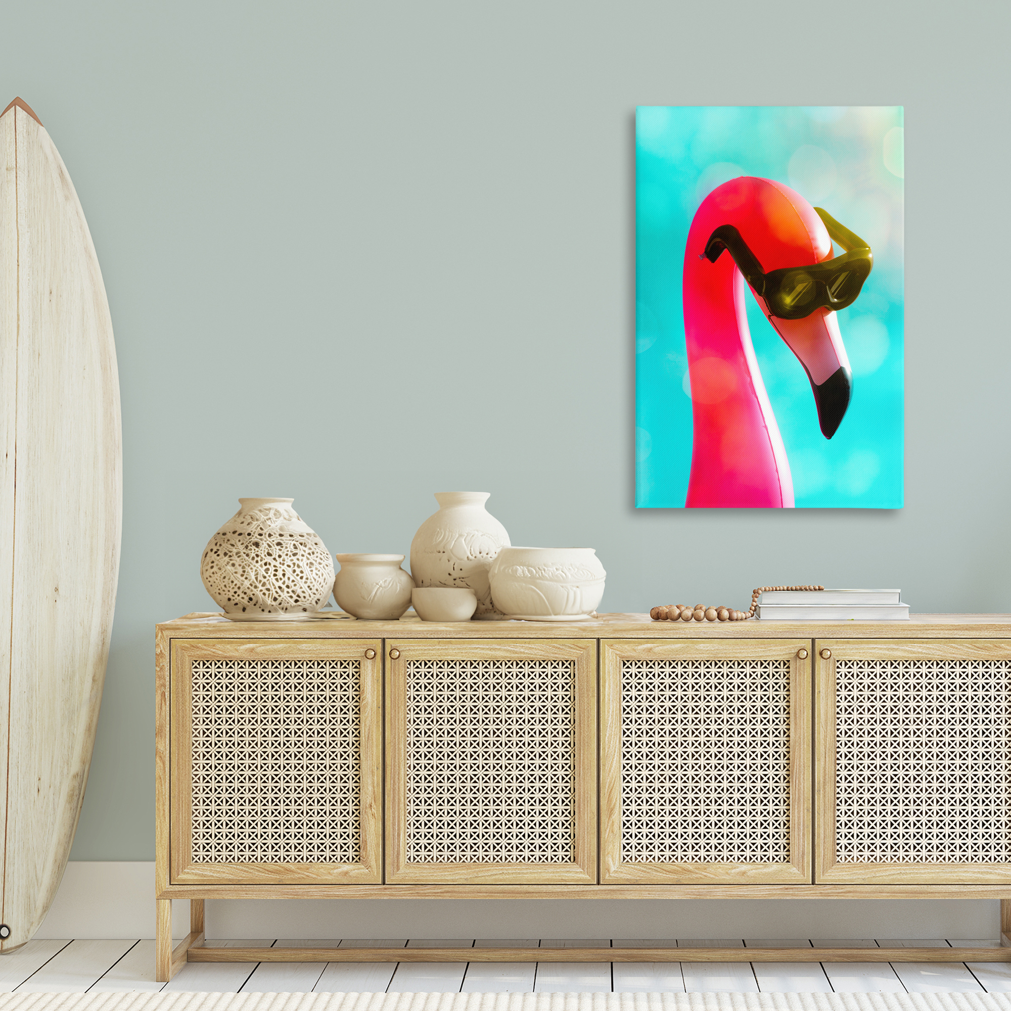 Stupell Industries Flamingo Basking in Bokeh Animals Painting Wrapped Canvas Art Print Wall Art, 30 x 45