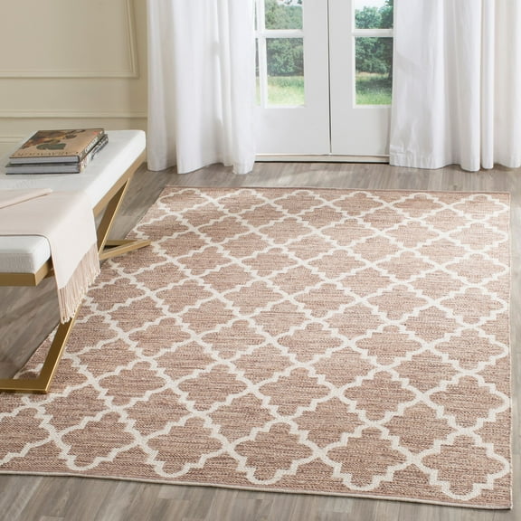 SAFAVIEH Montauk Crispian Geometric Quatrefoils Cotton Area Rug, Beige/Ivory, 5' x 7'