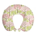 thumbnail image 1 of Tree Travel Pillow Neck Rest, Japanese Cherry Blossom Pattern with Abstract Composition Eastern Inspirations, Memory Foam Traveling Accessory Airplane and Car, 12", Pink Green White, by Ambesonne, 1 of 3