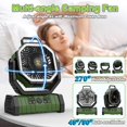 20000mAh Rechargeable Portable Camping Fan, USB Battery Operated Powered Shaking Head Fan with LED Lantern, 4 Speed 4 Timing Outdoor Tent Fan for Camping with Remote & Hook for Fishing,Travel, Jobsite