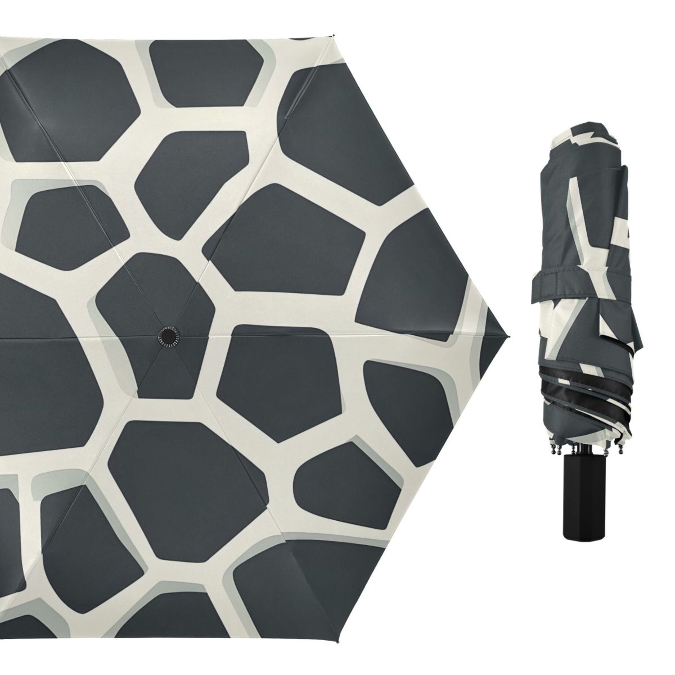 ALAZA Cow Print UPF 50+ Compact Folding Umbrella for Rain Travel Umbrella Packable