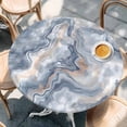 thumbnail image 3 of Marble Texture Round Fitted Table Cover Elegant Blue Gray Tone Water Effect Waterproof Table Cloth with Elastic Edge Wipeable Tablecloth for Picnic Camping Party Fits 55"-60" Diameter, 3 of 8