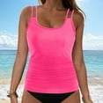 thumbnail image 2 of TOWED22 Tankini Tops for Women Tummy Control Bathing Suits Top U Neck Swimwear Tops No Bottom（Hot Pink,XXL）, 2 of 9
