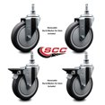 thumbnail image 2 of 6 Inch Thermoplastic Rubber ½ Inch Threaded Stem Caster Set 2 Brakes SCC, 2 of 2