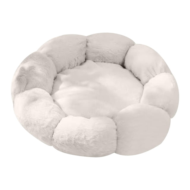 RKSTN Cat Bed Flower Cat Nest Autumn and Winter Dog Cat Nest 40cm (Cat: 8 Jin, Dog: 5 Jin) Beige D (Real Size to Diameter Length, Petal Number Random)