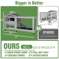 thumbnail image 3 of Aivituvin 2-Story Indoor Rabbit Hutch with Chew-Proof Outdoor Rabbit Cage with 6 Locking Casters Bunny Cage 2 Pull-Out Trays Guinea Pigs Cage 62" Gray, 3 of 8