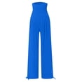 thumbnail image 5 of Women's Casual Pants High Waist Wide Leg Long Trousers with Pockets Elastic Waist Solid Color Loose Fit Casual Dress Slacks for Women, 5 of 5