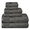 TRIDENT Feather Touch, 100% Cotton, Highly Absorbent, Bathroom Towels, Super Soft, 6 Piece Towel Set (2 Bath Towels, 2 Hand Towels, 2 Washcloths), 500 GSM, Charcoal Grey