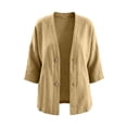 thumbnail image 4 of 3/4 Sleeve Cardigan for Women Casual Lightweight Open Front Cotton Linen Cardigans Womens V Neck Button Front Cardigan Jackets, 4 of 8