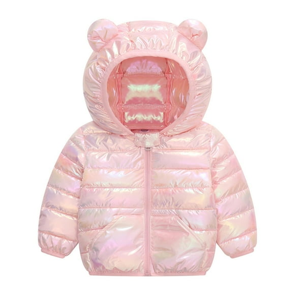 Doudounes pour Bébé, Manteaux d'Hiver en Duvet pour Enfants Garçons et Filles Tout-Petits, Veste Rembourrée avec Capuches, Nouveau-Né Nourrisson Manches Longues Fermeture Éclair Complète, Doudounes Vêtements d'Extérieur Roses 2T