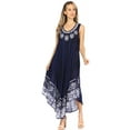 thumbnail image 5 of Sakkas Alexis Embroidered Long Sleeveless Floral Caftan Dress / Cover Up - Midnight Blue - One Size, 5 of 5