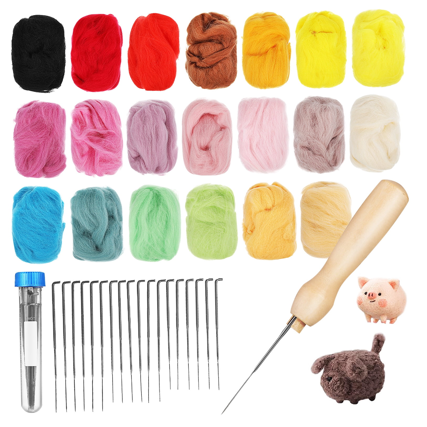 OUNONA  Colorful Thorn Felt Set Craft Kits Needle Felting Needles Tool Wool