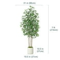 thumbnail image 3 of 7 ft Faux Ficus Plant in Large White Planter, Artificial Ficus Tree in Pot, Perfect Home Décor, 3 of 9