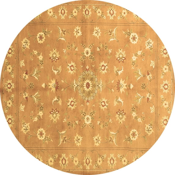 Ahgly Company Indoor Round Abstract Brown Contemporary Area Rugs, 6' Round